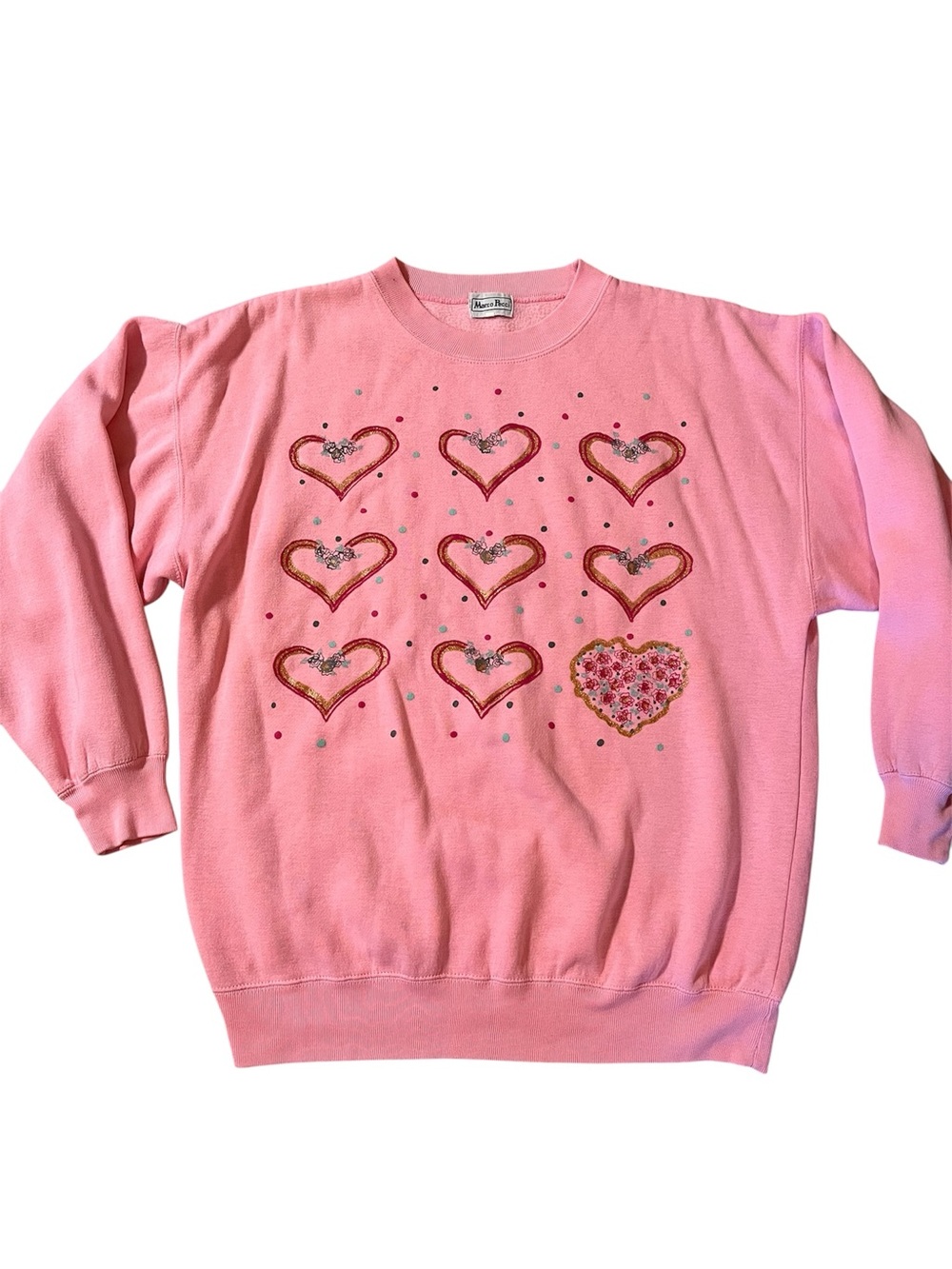 Pink Heart-Embellished Women's Sweatshirt. lightweight. Large